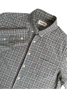 Taylor Stitch The Jack Shirt Mens 38 Gray Pebble Plaid Cotton Oxford Workwear